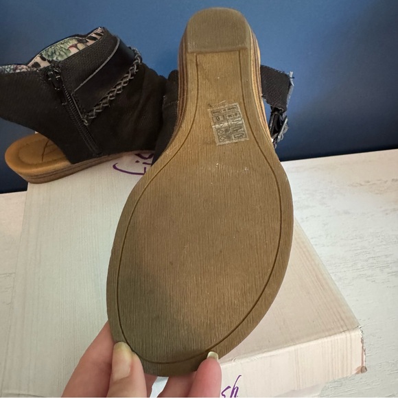 Blowfish Bombastic Black Ranch Canvas Sandal Wedge - Picture 5 of 7